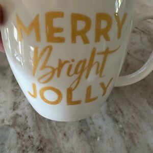 White Mug with Gold Text